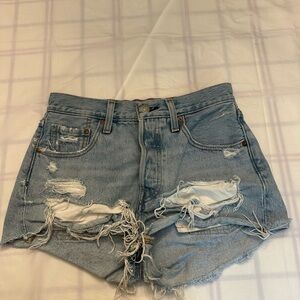 Levi's Light Blue Distressed Jean Shorts